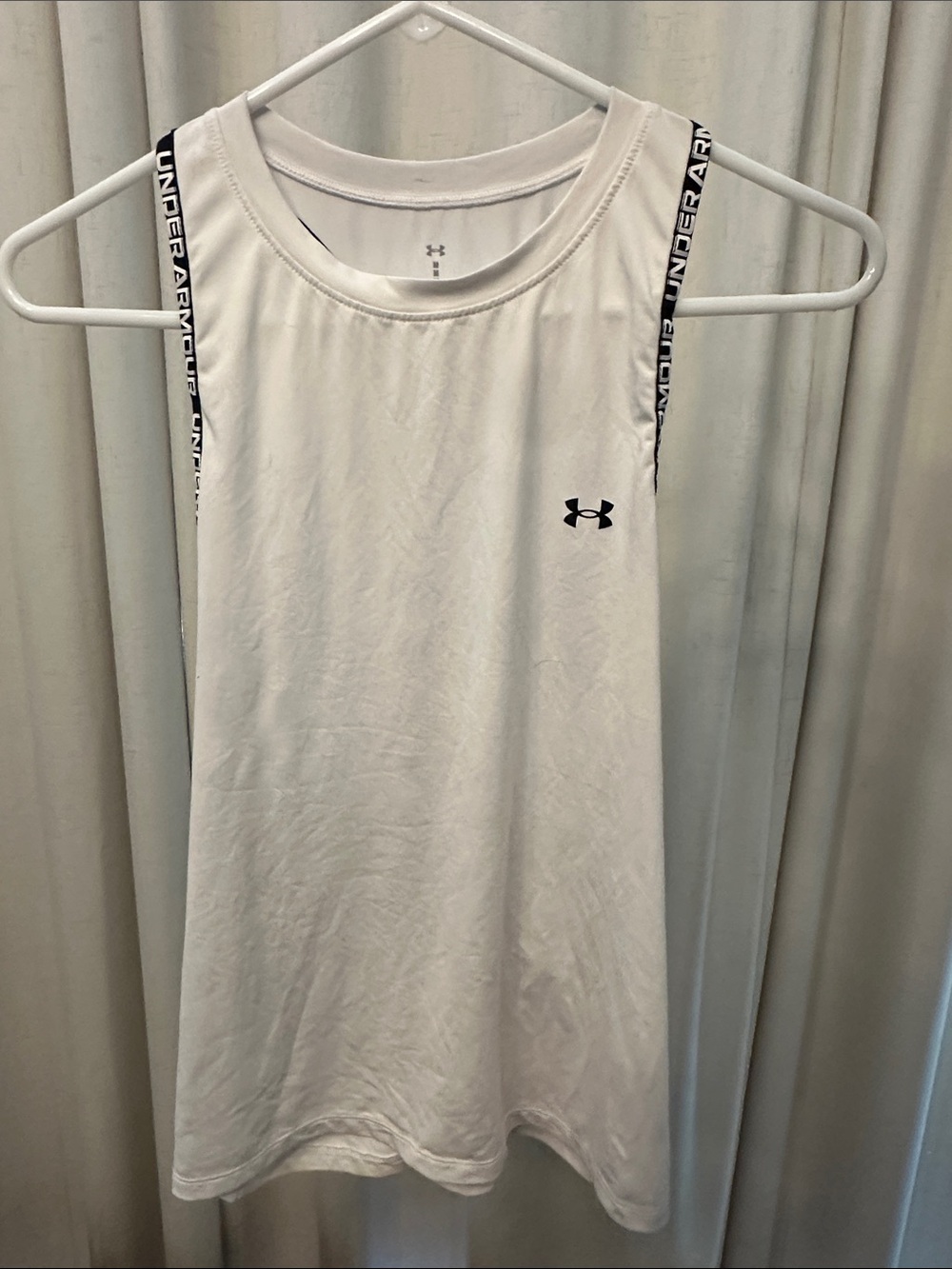 Under Armour White Tank with Black Logo Trim